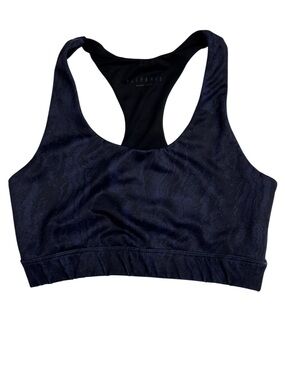{AllFenix} Blue Black Racerback Cutout Removable Pads Sports Bra WAT21